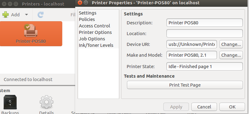 linux driver for pos printer