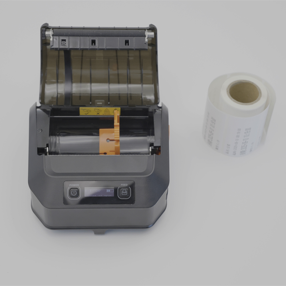 HS-PL81 Portable Dual-Mode Printer Open Cover Paper Bin with Label Paper Display