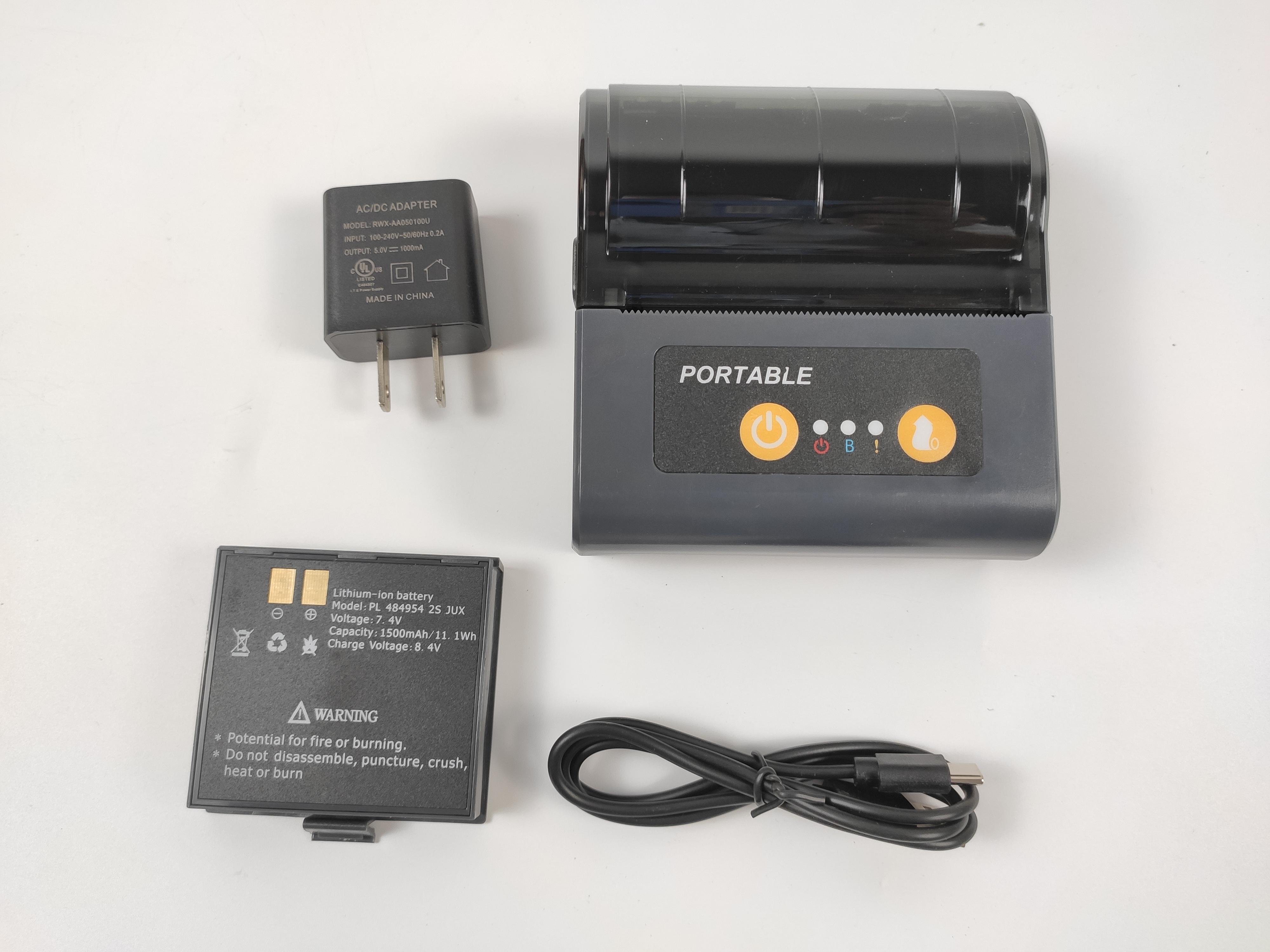 HS-88AI Portable Thermal Printer Full Set Accessories Display