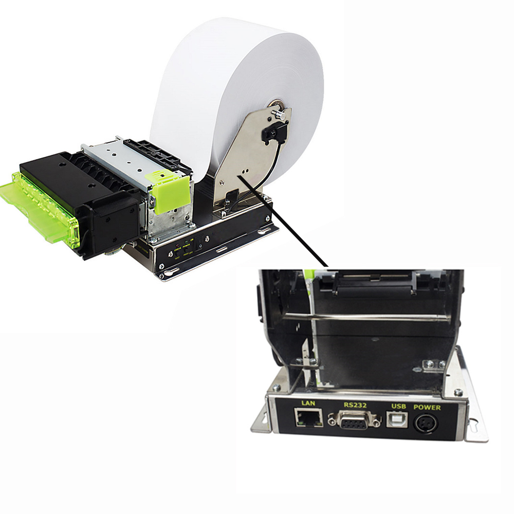 ：HS-QR32H Printer Large Paper Roll Installation & Interface Labeled Diagram